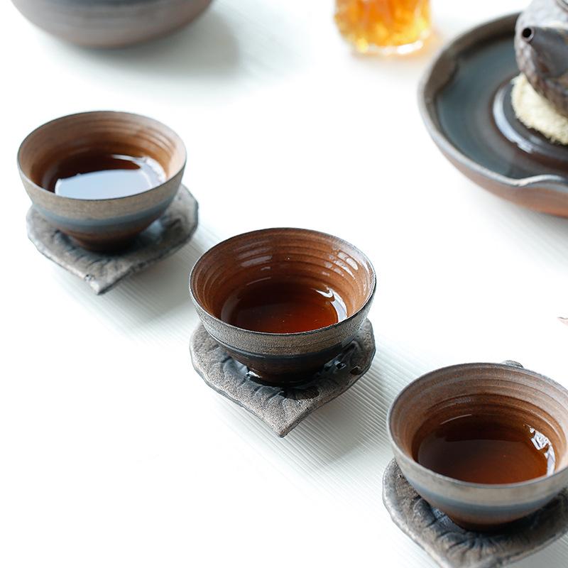 Handmade Japanese Ceramic Coaster - Retro Style Heat Insulation Pad for Tea Ceremony