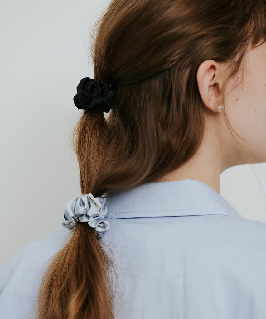 Ttudement Satin Scrunchie Set Navy/L.Blue