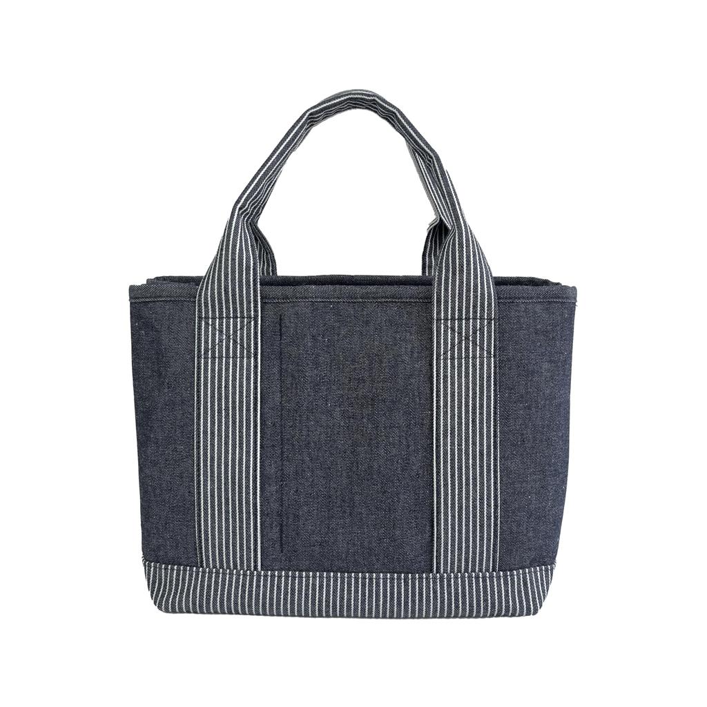 [Kusuguru Japan] Yarn-dyed Denim-Style Divided Tote Bag, Small, Nekomaruke NB