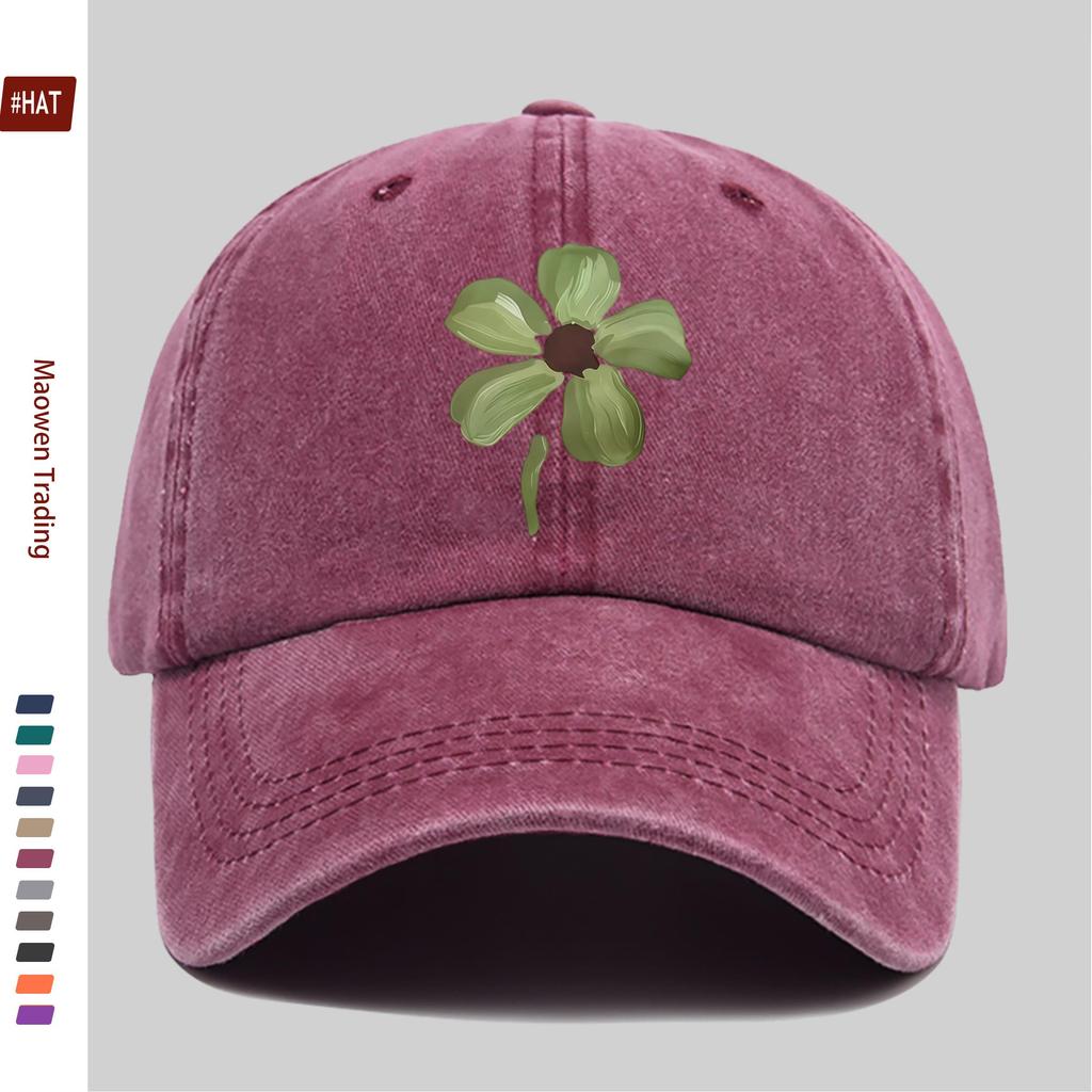 pc Bright Green FourLeaf Clover Pattern Printed Baseball Cap Fashionable Casual Printed Design Golf Hat Suitable for All Kin