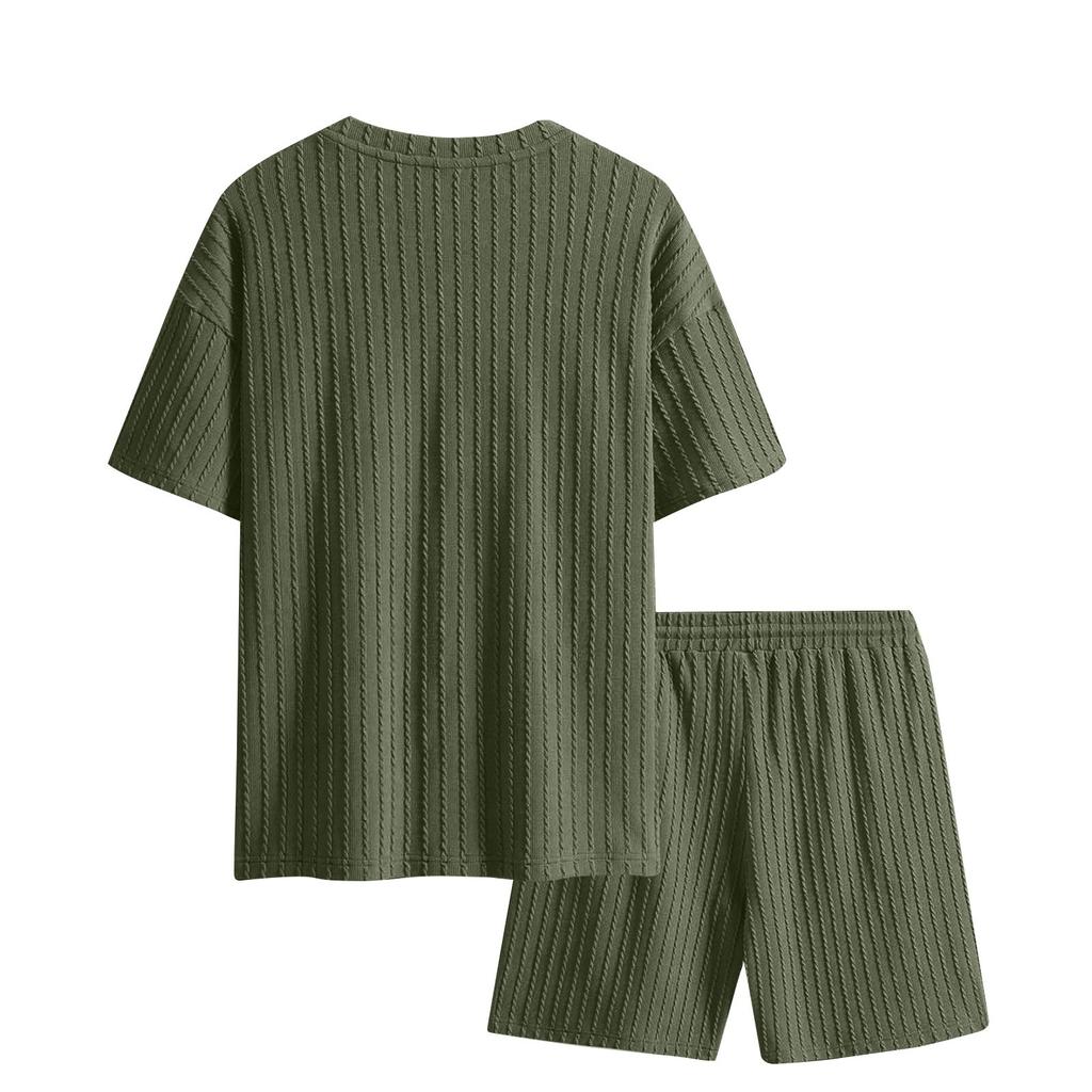 Children's 2 Piece Outfits Short Sleeve Crewneck Summer T Shirt And Drawstring Casual Track Shorts Set