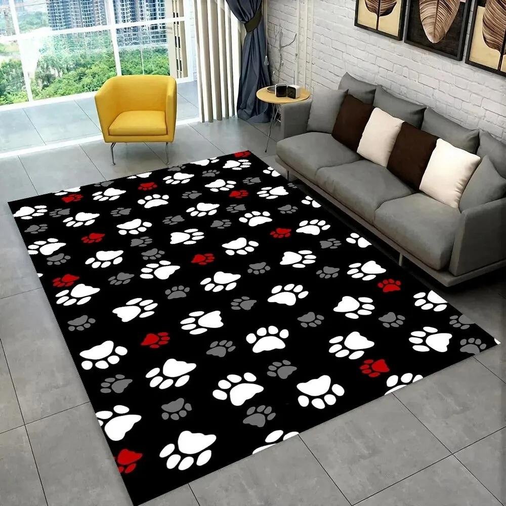 Pets Footprint Sole Series 3D Area Rug Large, Kids Non-slip Floor Mat Carpet Rug for Living Room Bedroom Sofa Doormat Decoration