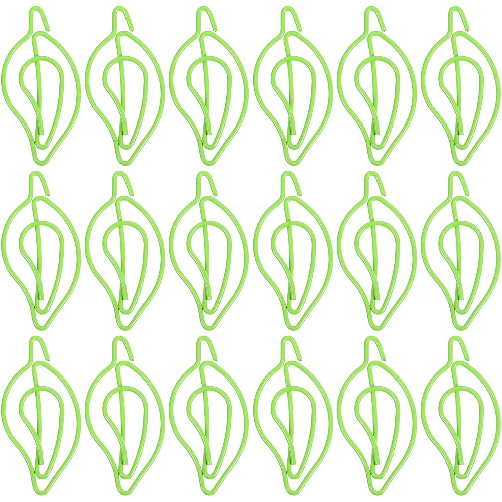 GALPADA 30 pack green leaf-shaped paper clips, lightweight, metal PP material that can hold cards...