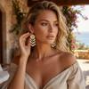 Bohemian Geometric Irregular Imitation Pearl Tassel Drop Earrings For Women Men Shell Coral Beach Earrings Summer Zircon