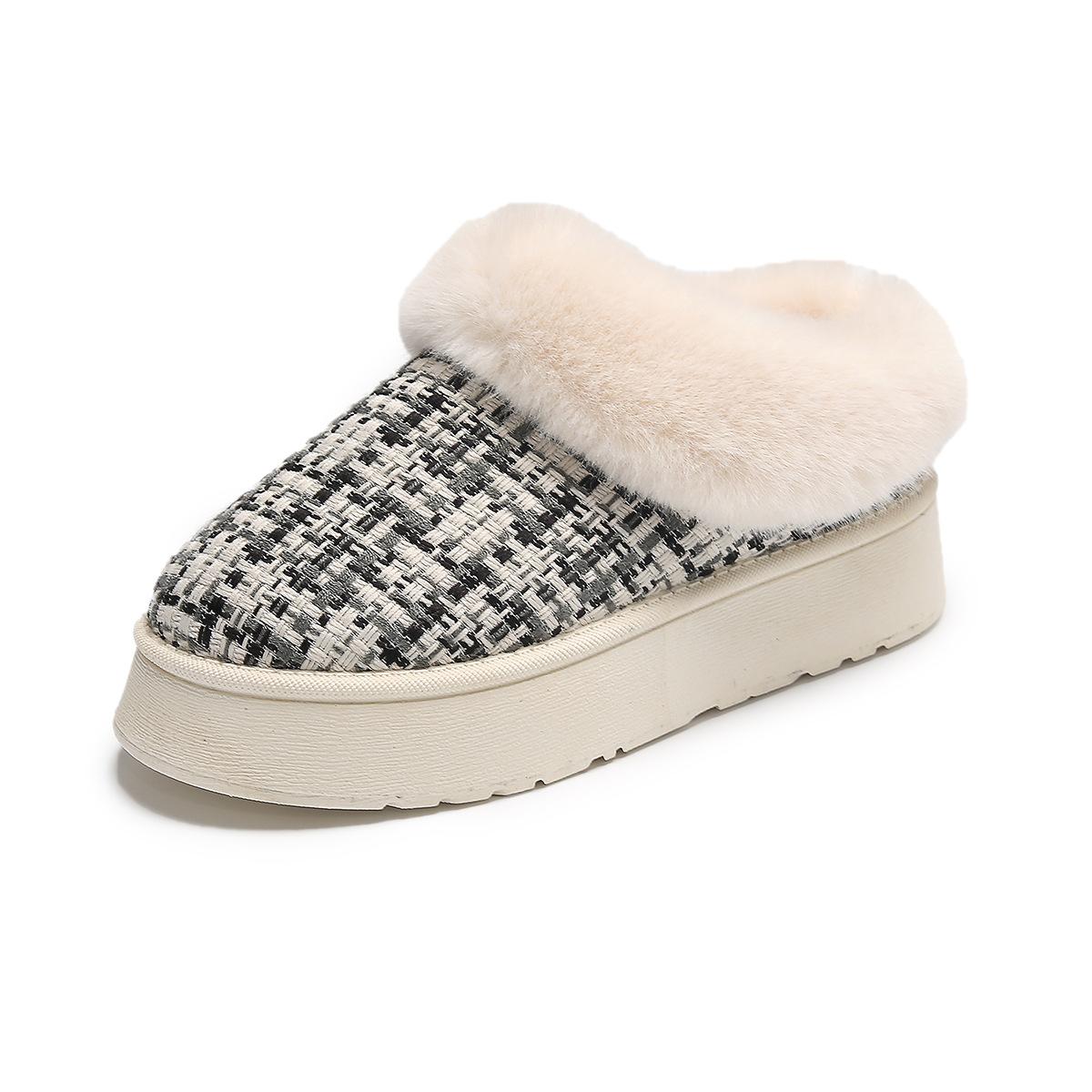 

Осенние и зимние зимние сапоги для беременных женщин, закрытые тапочки на каблуке, женские тапочки на платформе с рисунком «гусиная лапка», с флисовой подкладкой, сохраняющие тепло, верхняя одежда из плюша и шерсти 41