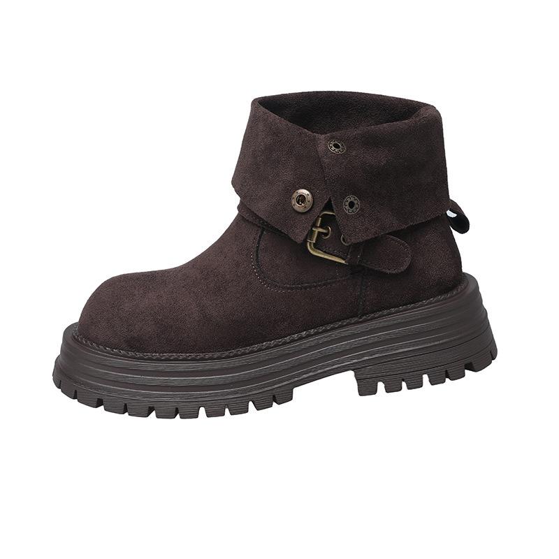 Retro two-wear belt buckle Martin boots women's new thick-soled versatile western cowboy thin boots