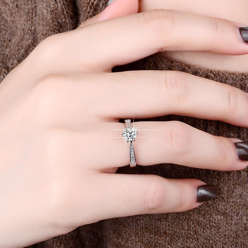 BR Real 925 Sterling Silver 3.0ct Moissanite Ring For Women Round Brilliant Diamond Solitaire Wedding Engagement Rings Fine Jewelry