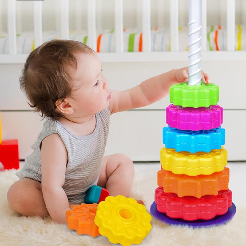 Rainbow Rotating Baby Early Education Stacking Circle Children's Educational Toy