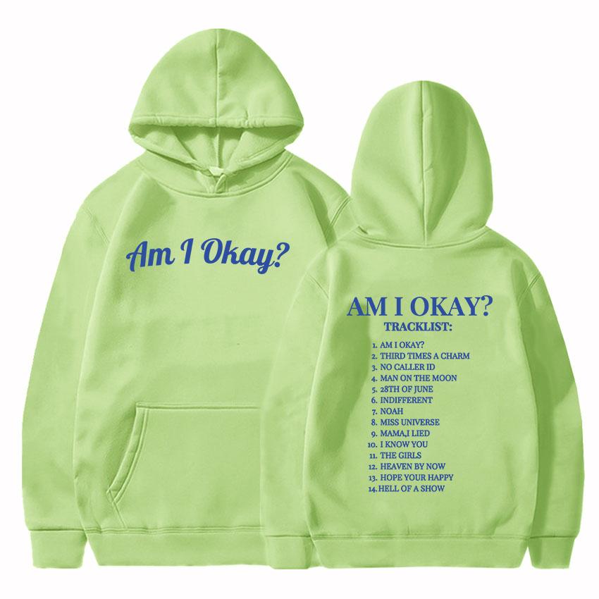 Am I Okay Album Grafik-Hoodies Megan Moroney Kleidung Langarm Winter Warme Sweatshirts Moletom Unisex Streetwear Print Hoodie