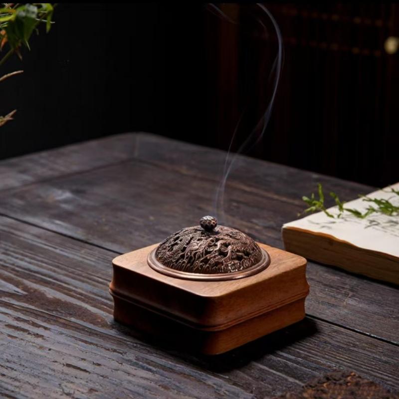 South American Walnut Incense Burner, Vintage Solid Wood Sandalwood Incense Burner, Agarwood Plate Incense Burner
