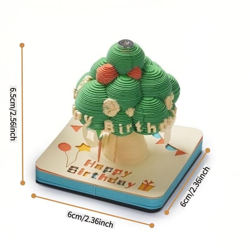 

3D hand-torn paper engraved notebook, birthday wishing tree, creative art notepad, cute desk decoration and home ornaments (including acrylic box)