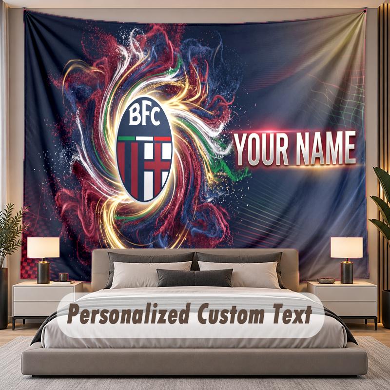 Custom Name Text Tapestry Bologna FC Personalized Polyester Wall Tapestry For Bedroom And Room