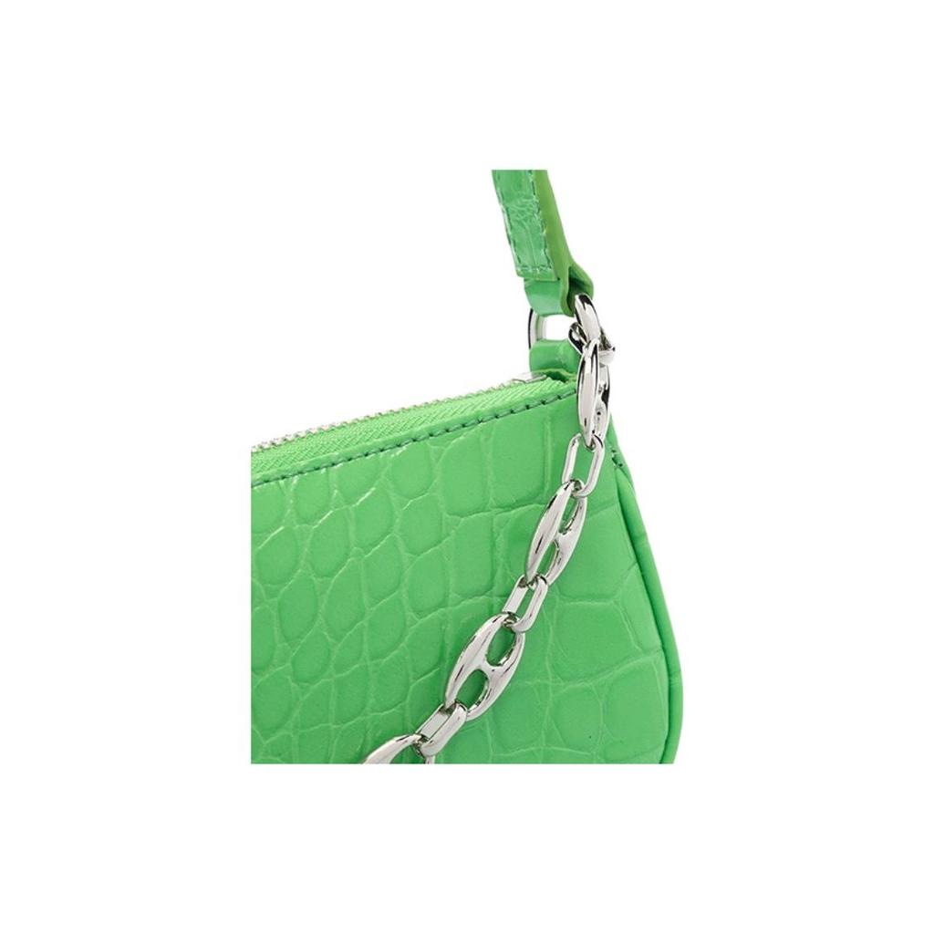 By Far Mini Rachel Strapless Textured Chain Zip Closure Leather Underarm Shoulder Handbag Women handbags Green 21CRMIRAGSDSMA