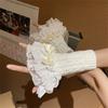 Women Gothic Lace Stretch Wrist Cuffs Knitted For Wedding Party Y2K Sleeve Wrist Cuffs Ruffled Lace