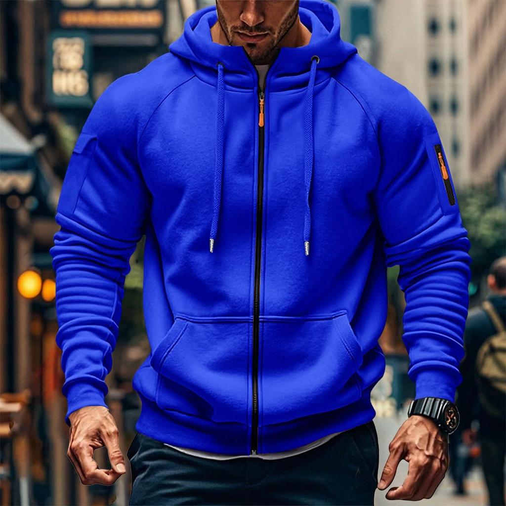 Men Athletic Workout Jacket Fashion Sweatshirt Pockets Fall Fashion Oversized Hoodies