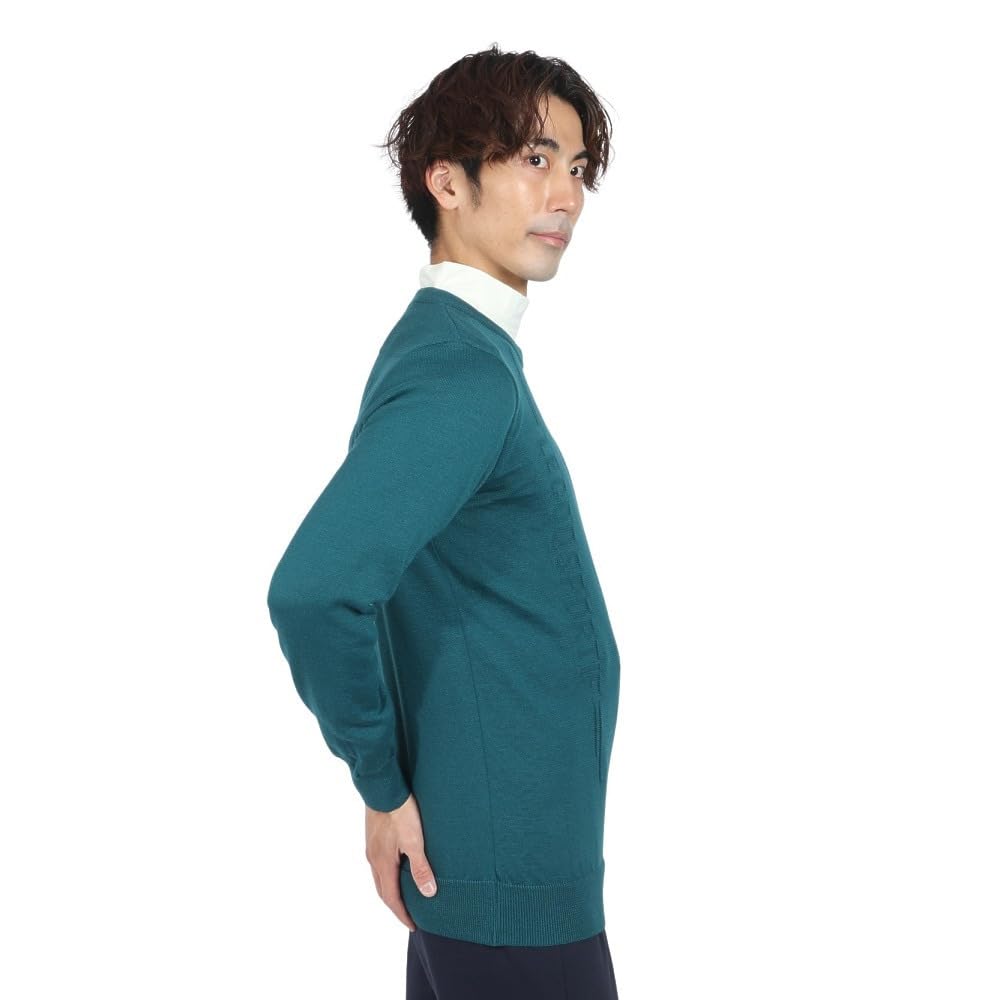 Le Coq Sportif Golf LG4FST01M Crew Neck Long Simple Hand Golf Green Men's Sweater, Sleeve, Design, Washable, Sporty, Sweater, (GR00)