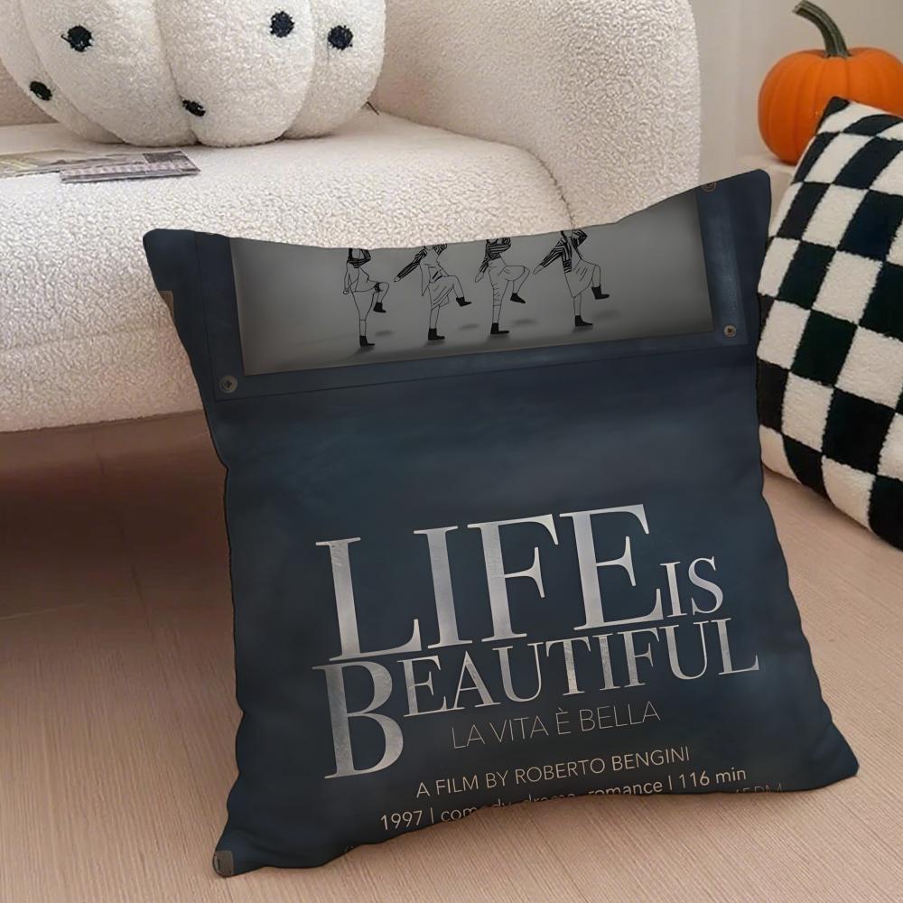 Fashion LLife Is Beautiful Cushion Cover Throw Pillow Cover Hidden Button Durable Polyester Chair Cushion