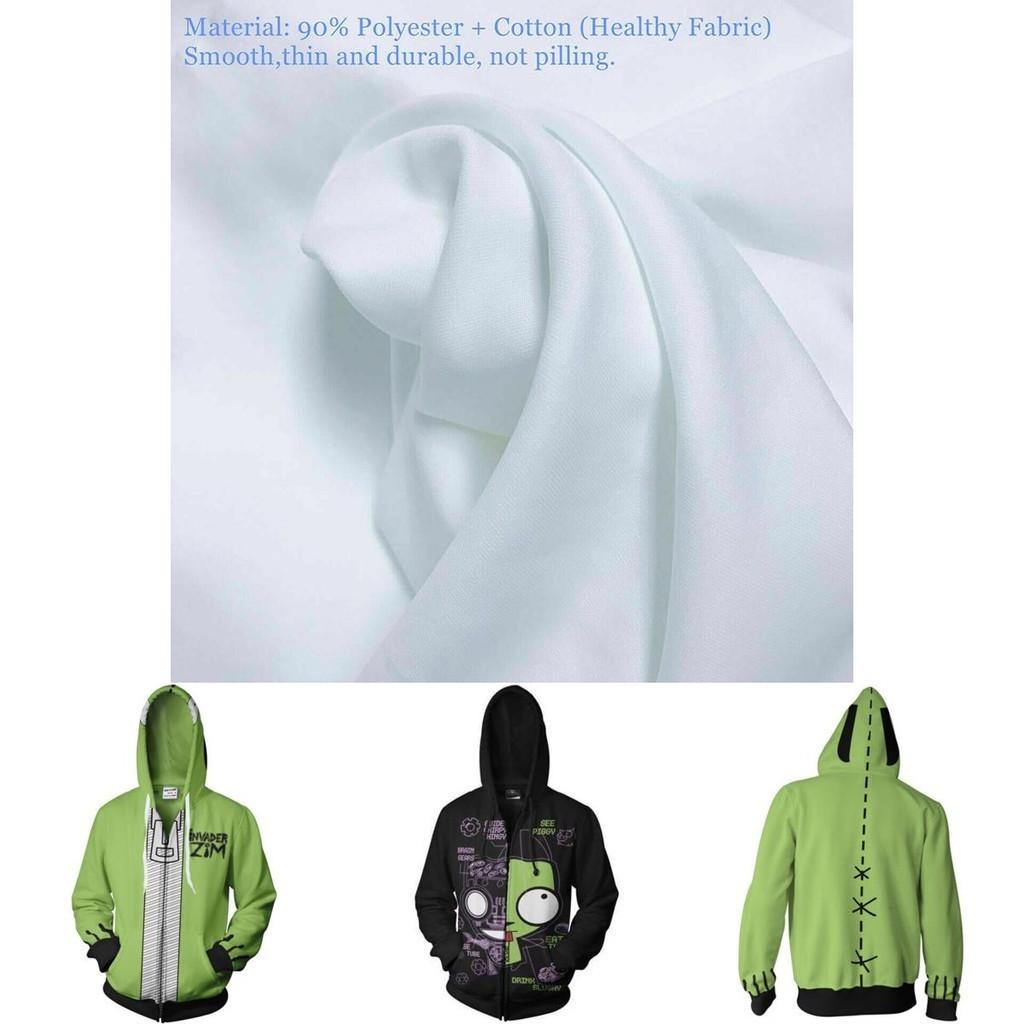 Invader Zim Costume Printed Men Zipper Hoodie Sweatshirt In Comfortable Soft Material