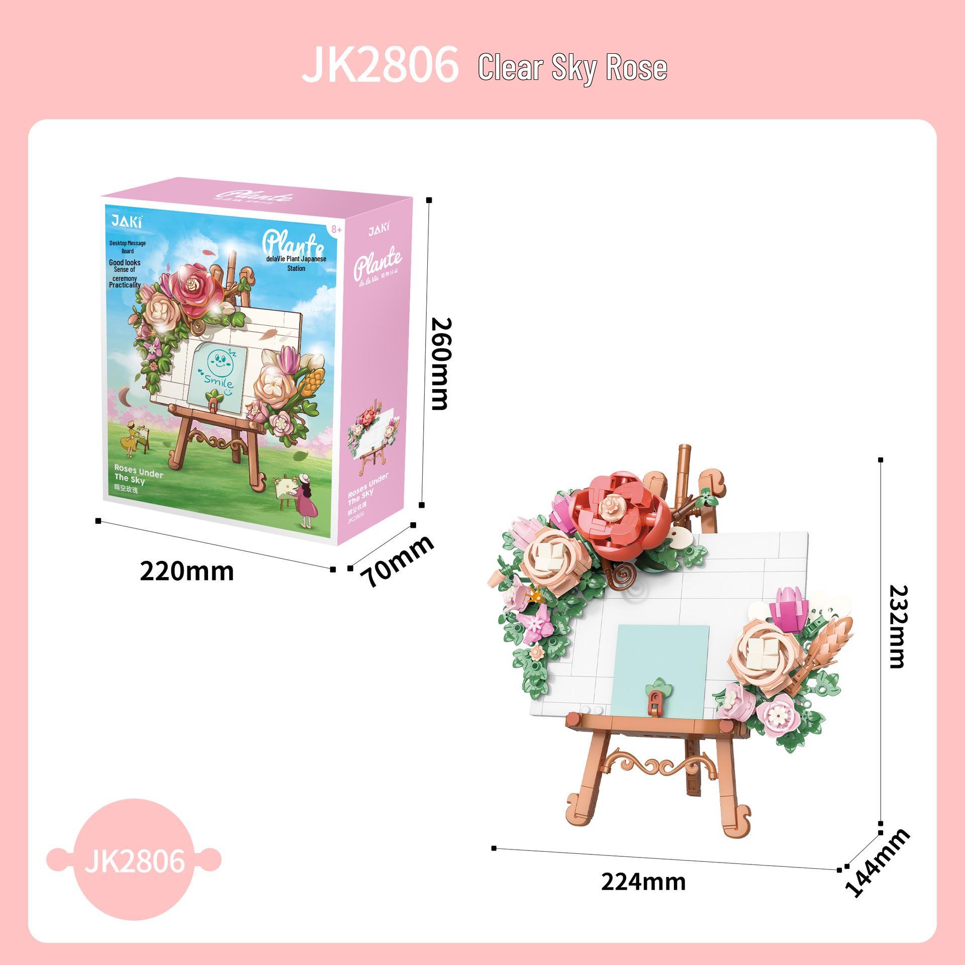 Jiaqi 2806 Flower Language Postcard Holder & Memo Clip Creative Desktop Ornament for Girls Building Blocks Toy