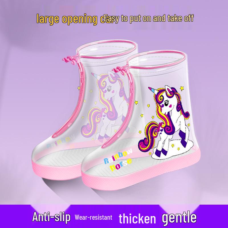 Verbesserte Anime Kinder Rutschfeste Halbhohe Regenschuhüberzieher: Regenfest, Sanddicht, Schmutzabweisend für Regentage