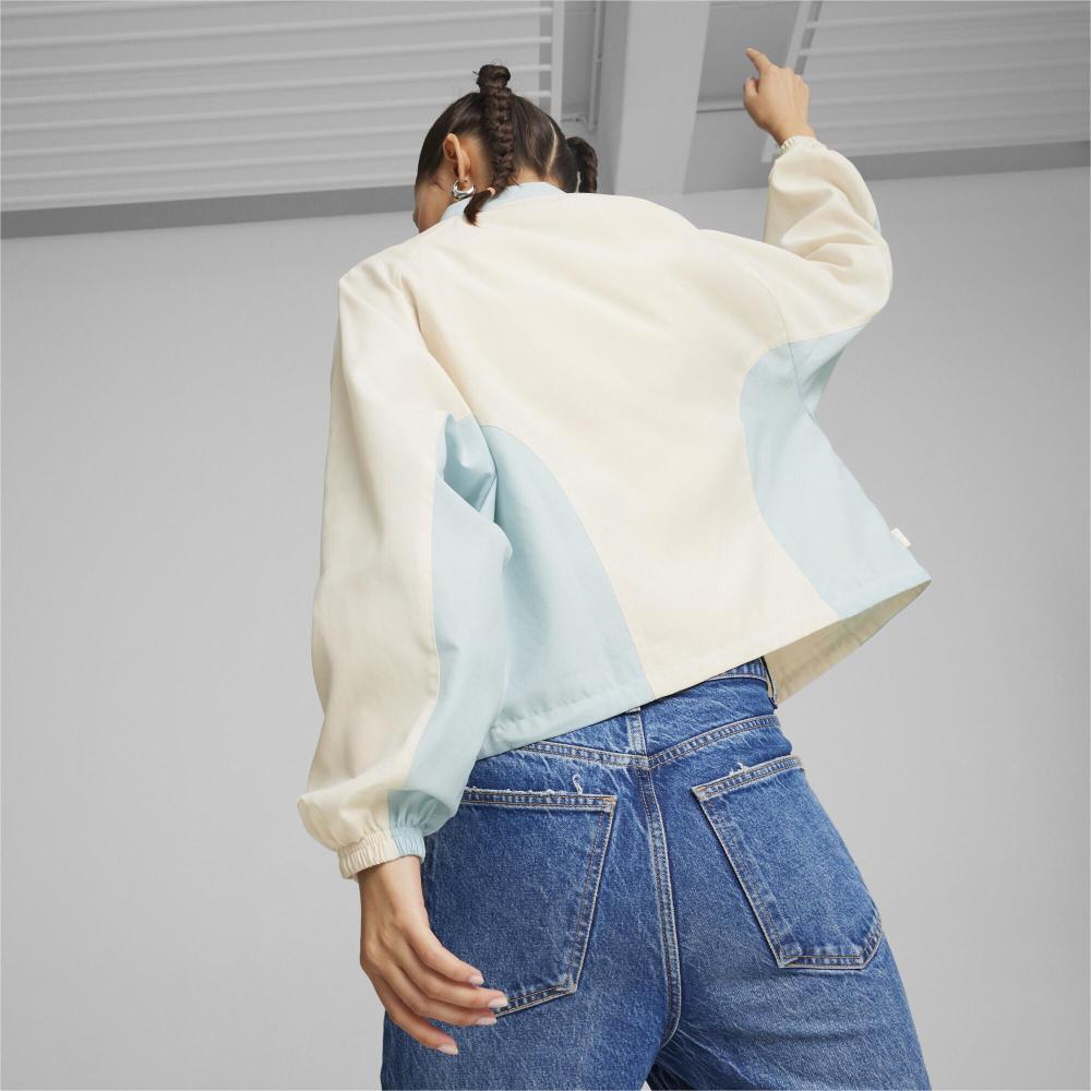 Puma Infuse Relaxed Woven Jacket Color Block Design Casual Stand Collar Loose Long Sleeve Vintage Sports Jacket Women Jackets Snow-White 626047-87