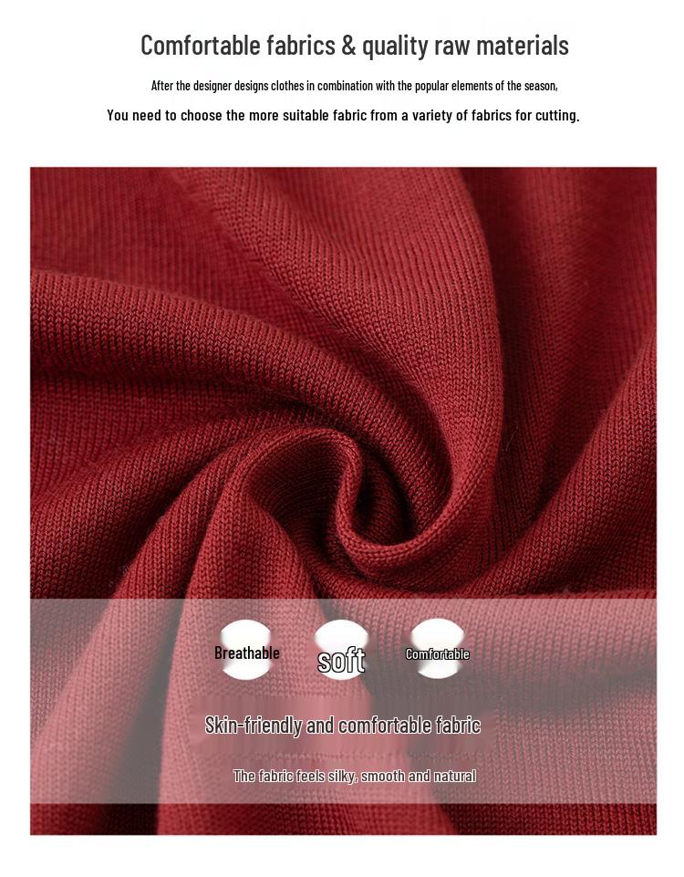 Mom's Autumn Ice Silk Knit Top: Stylish Mid-Sleeve Design with Lapel and Hot Drill Details, Perfect for Middle-Aged Women.
