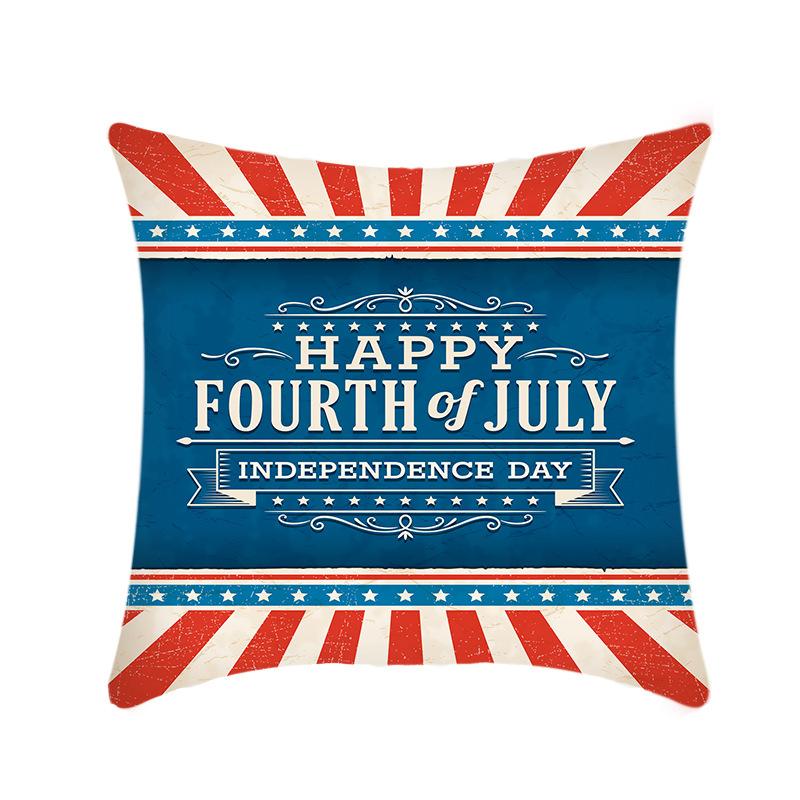 Independence Day Throw Pillow Cover Blue Theme Plush Print Sofa Bed Car Cushion Cover Without Core