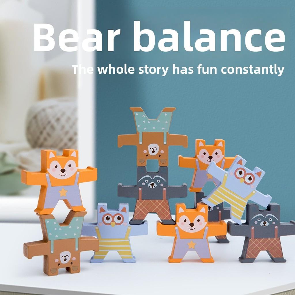 Wooden Bear Balance Stacking Toy For Kids Development And Hand Eye Coordination