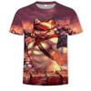 Summer Round Neck 3D Cute Cat Print Top Fashionable Casual Short Sleeved Men's T-shirts