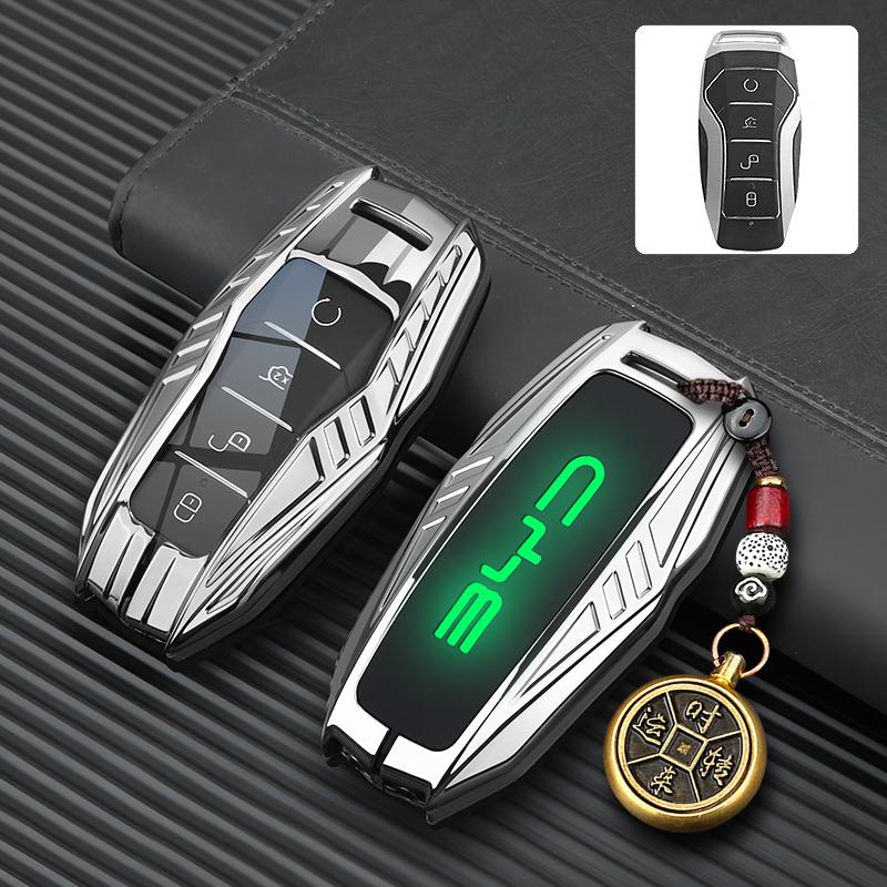 Car Zinc Alloy Leather Key Case Cover For BYD Atto 3 Han EV Dolphin Lied Tang Dm Qin PLUS Song Pro MAX Yuan Keychain Accessories
