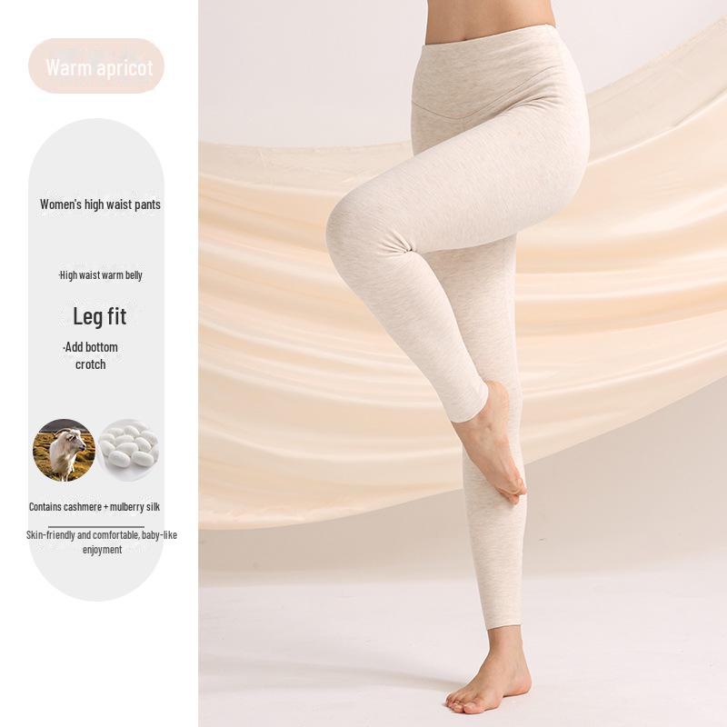 Peach Heart Collar Cashmere Silk Thermal Underwear Set – Women's High Waist Autumn/Winter Clothes and Pants