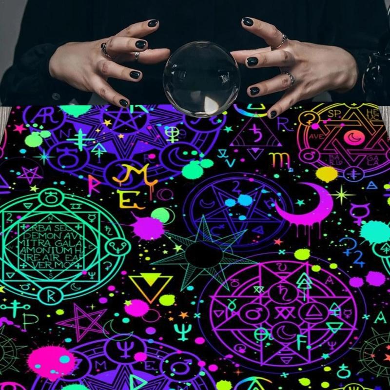 Astrology Tarots Table Altar Cloth Metaphysical Board Game Mat Pendulum Divinations Altar Tablecloth Board Game Card Pad