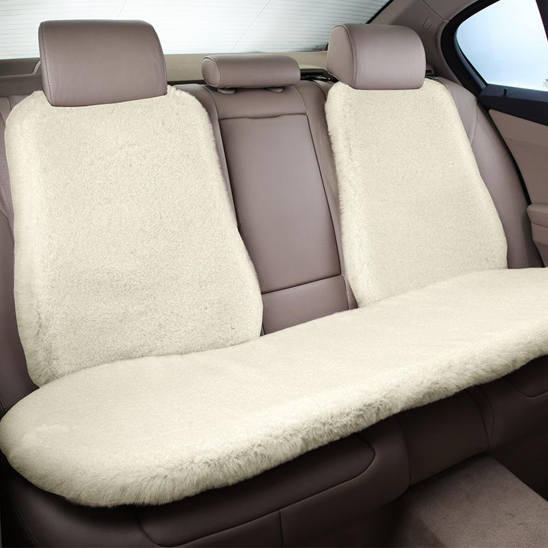 Universal Winter Car Seat Cushion Headrest Faux Fur Sheepskin Front Rear Thickened Plush Car Seat Cover Warm Fluffy Auto Cushion