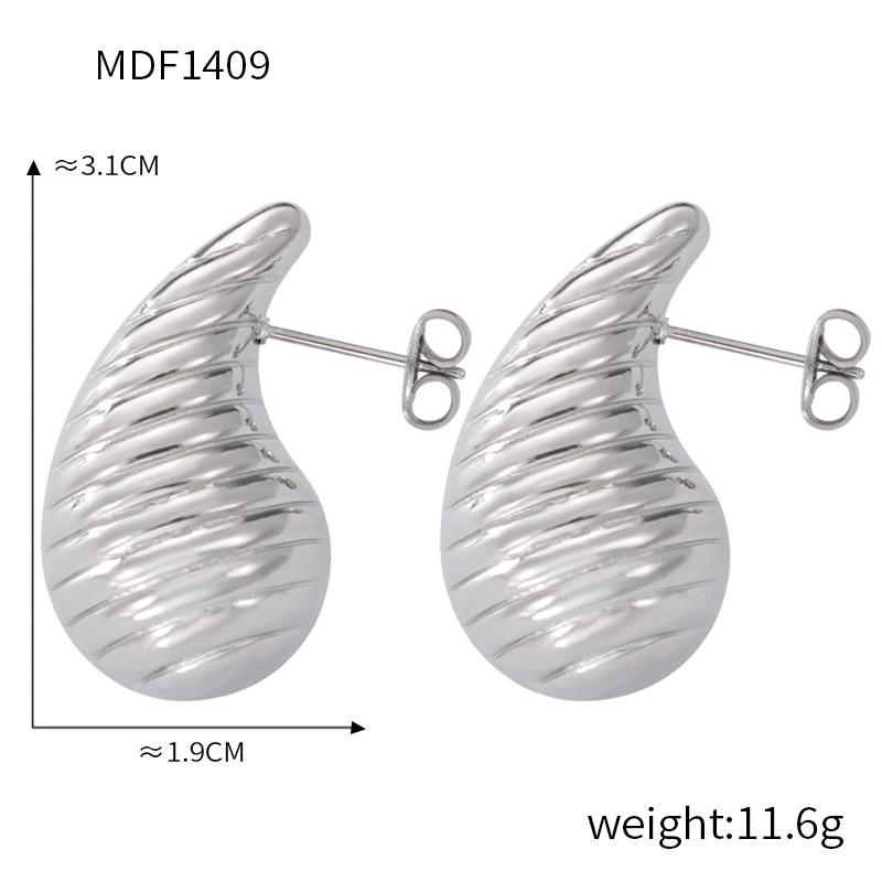 New Style Fashion Personalized Titanium Steel Gold-Plated Water Drop Texture Stud Earrings Simple Niche Earrings Jewelry Women