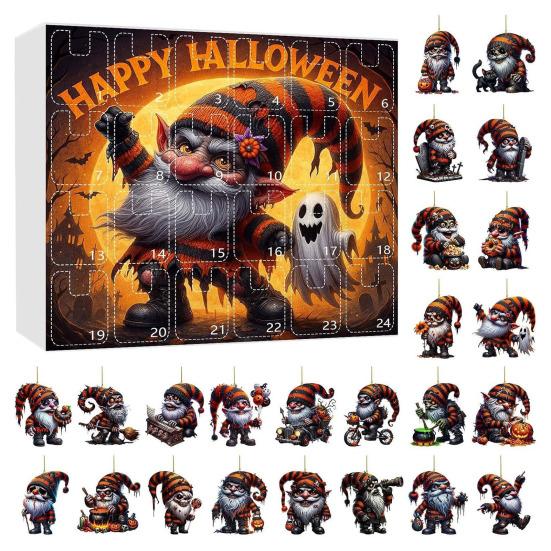 

Хэллоуин Гном Адвент-календарь 24 дня Календарь обратного отсчета 2D акриловый тыквенный гном подвесные украшения для Хэллоуина домашний декор F
