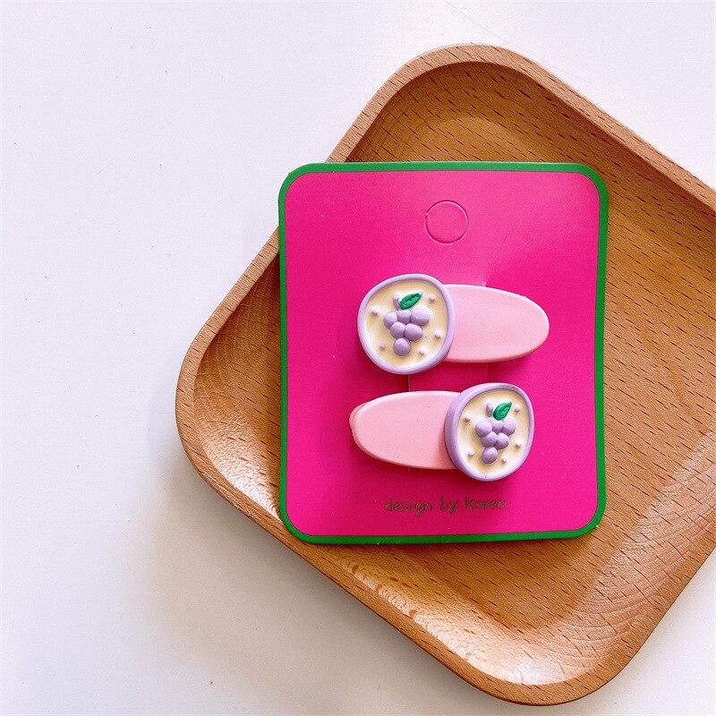 2ks Kawaii Summer Akrylová pryskyřice Jehlice do vlasů Kreslený Candy Color Sponky do vlasů Barrettes Pokrývka hlavy Dívčí Dětské Vlasové doplňky