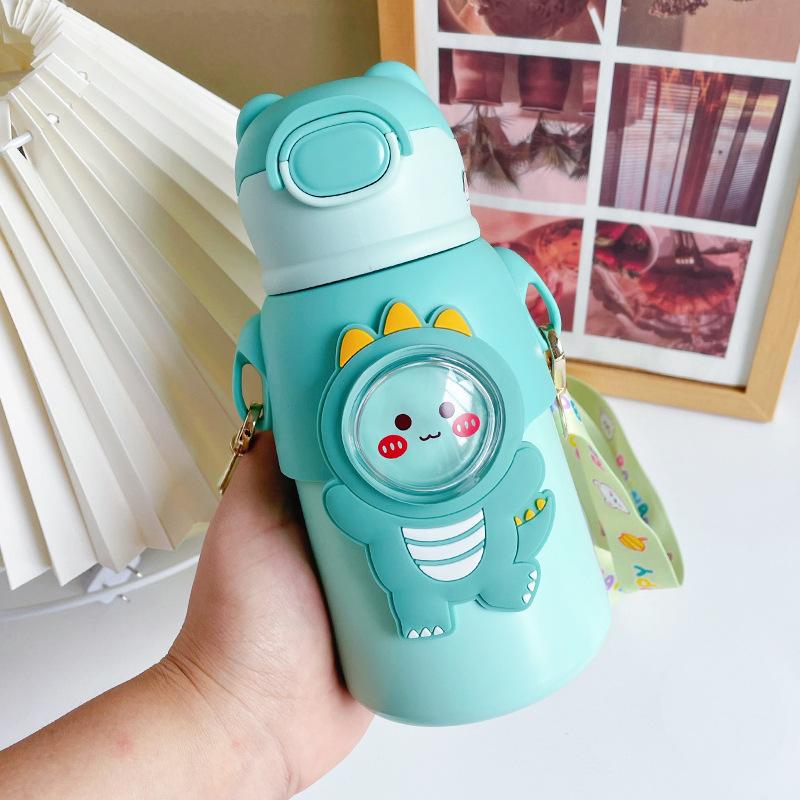 

Мила дитяча пляшка-термос із соломинкою 520 мл Портативний чайник з нержавіючої сталі великої ємності для хлопчиків і дівчаток, студентів, чашка для води. Герметичний чайник 501-600ml