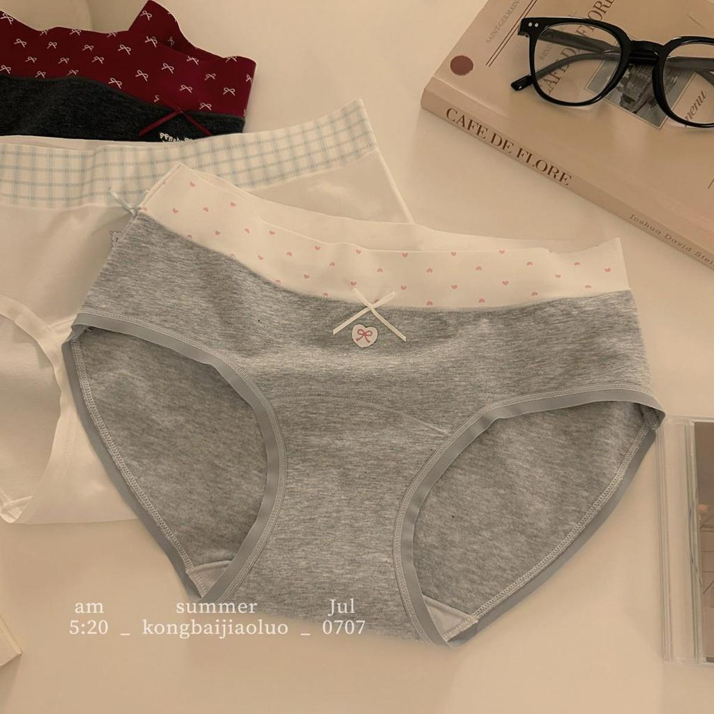 British Classic Plaid Mid-Waist Women's Antibacterial Cotton Underwear