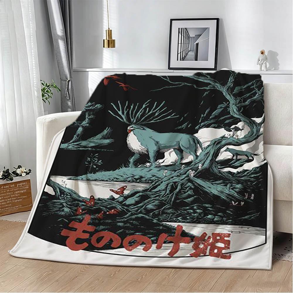 3D P-Princess Cartoon The M-MononokeE Flannel Blanket Soft Throw Blanket Art For Home Decor Bedroom Bed Sofa Picnic Kids Gifts