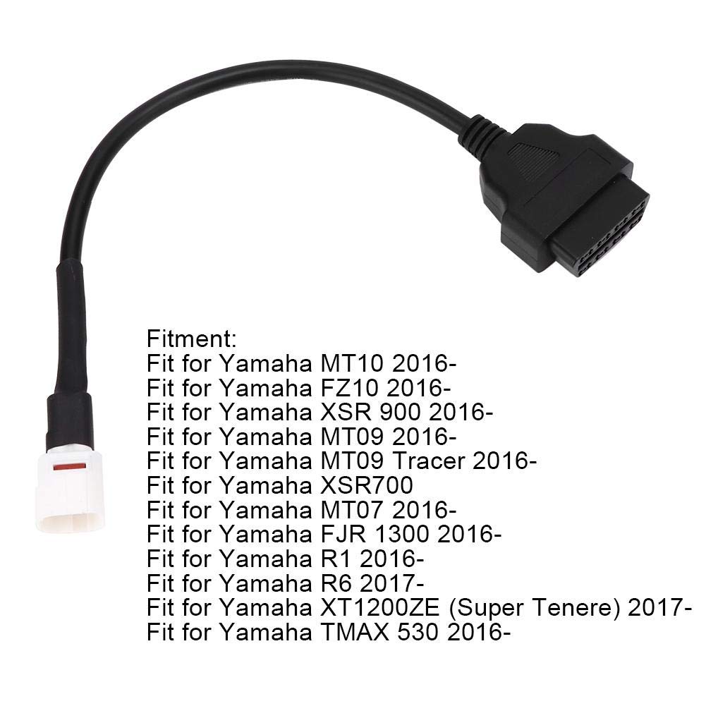 Diagnostic Cable, Qiilu 4 Pin to OBD2 Fault Code Reader Motorcycle Scanner Diagnostic Cable,