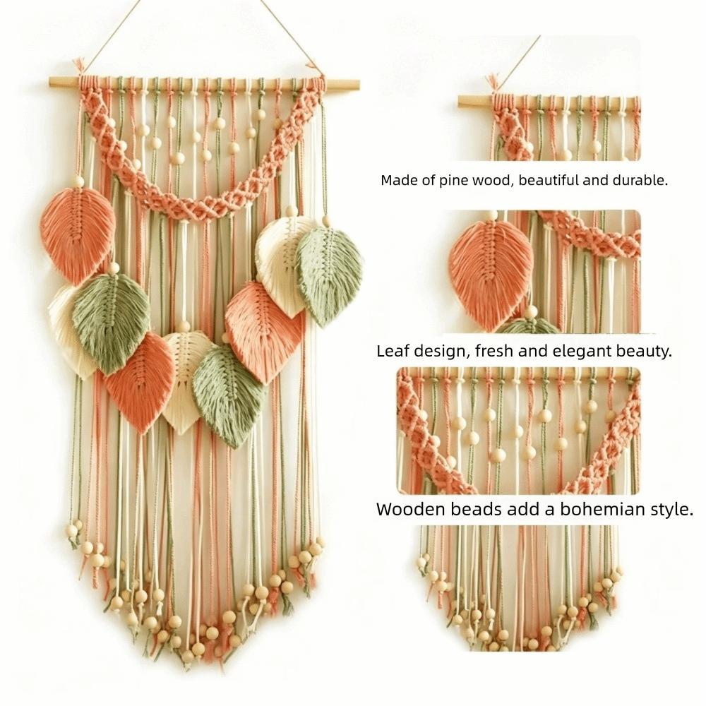 Handmade Woven Macrame Wall Hanging Cotton Rope Boho Wall Decor New Leaf Wall Decor Wall Ornament