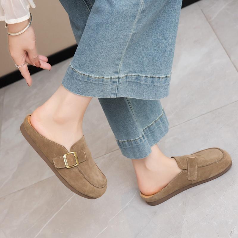 Fashion Genuine Leather Female Slippers 2025 New Fashion Non Slip Casual Women's Slippers Flats Shoes Comfortable Soft Women Flat Shoes