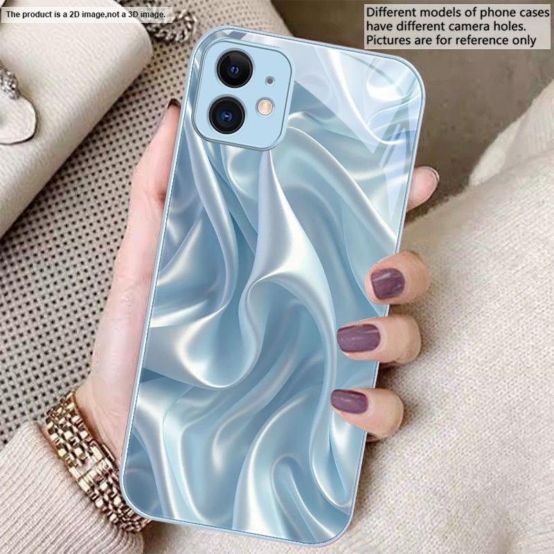

Золотой шелк волн Для iPhone 17 Air 16 E 15 14 13 Plus 12 mini 17 Pro Max 11Pro XR X 16E 7 8 11 Закаленное стекло Чехол для телефона iPhone Air