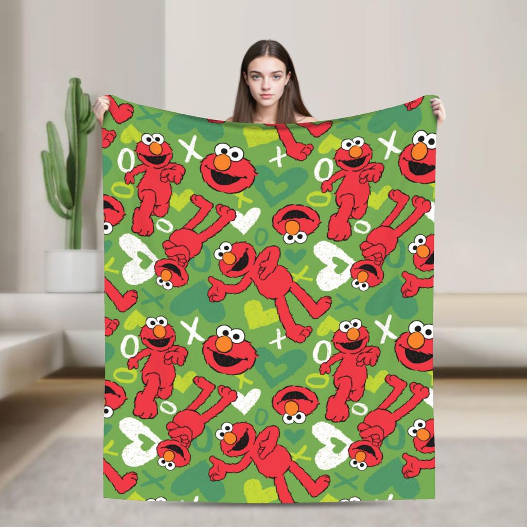 Super Warm Blanket Airplane Travel Zoe and Rosita on Yellow Bedding Throws S-Sesames Streets Flannel Bedspread For Couch Bed
