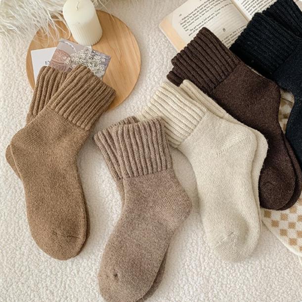 5 Pairs of Wool Socks, Autumn and Winter Snow Socks, Warm Socks, Women's Socks