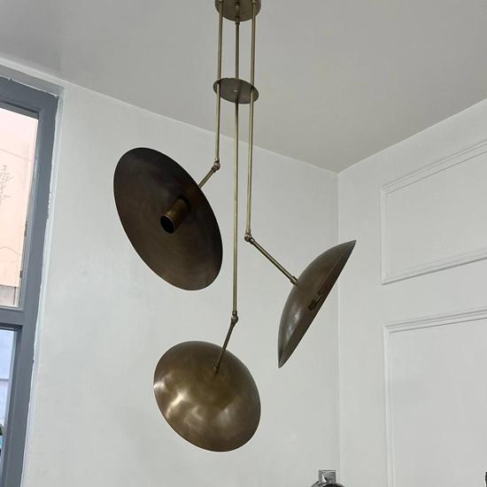 Modern Raw Brass Sputnik Chandelier 3-Light Domed Pendant Home, Office Decor