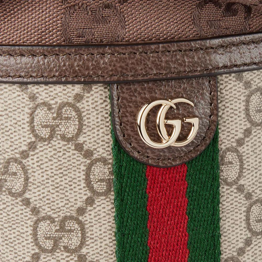 Gucci Ophidia Logo Classic Canvas And Leather Bucket Bag Women Handbags Beige Dark-Brown 838462-FAE0O-9869