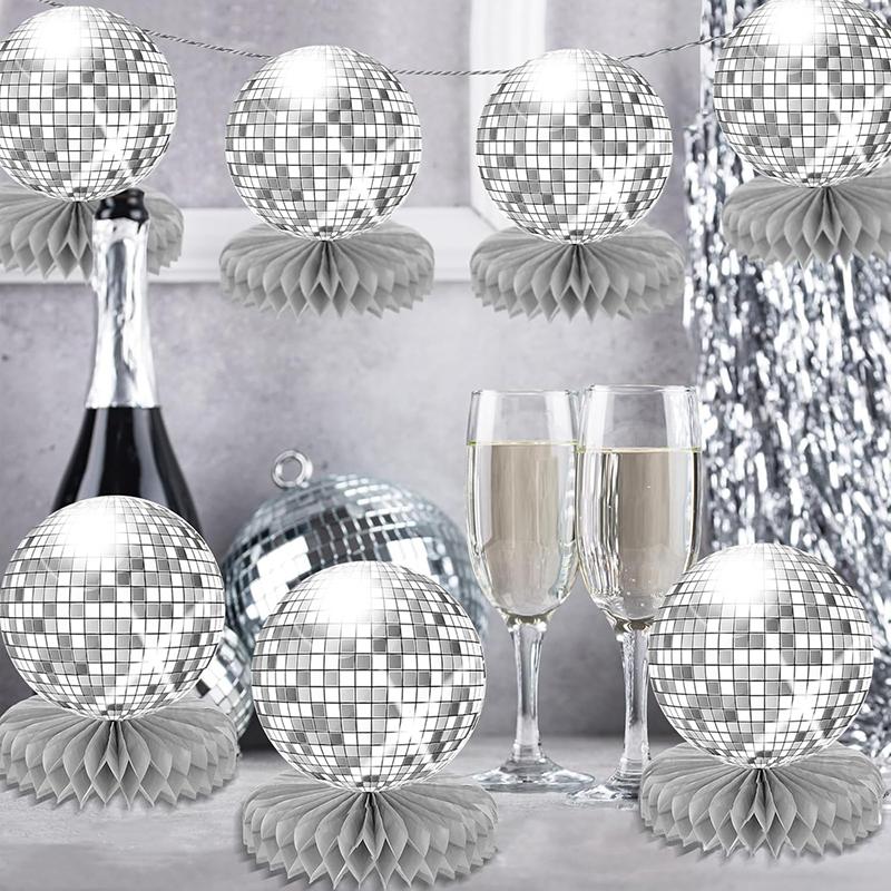WTEMPO Party Table Central Decorations Silvery Honeycomb Ball Ornaments Three-dimensional Disco Ball Design Party Decorations