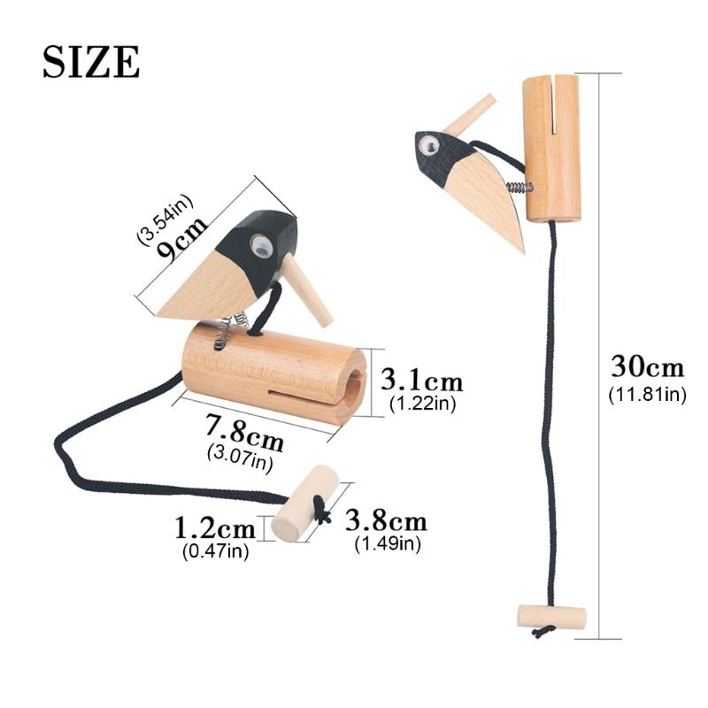 Orff Musical Instrument and Decorative Doorbell with Wood Pecker Design Wood Texture Suitable for Kids Playtimes Fun