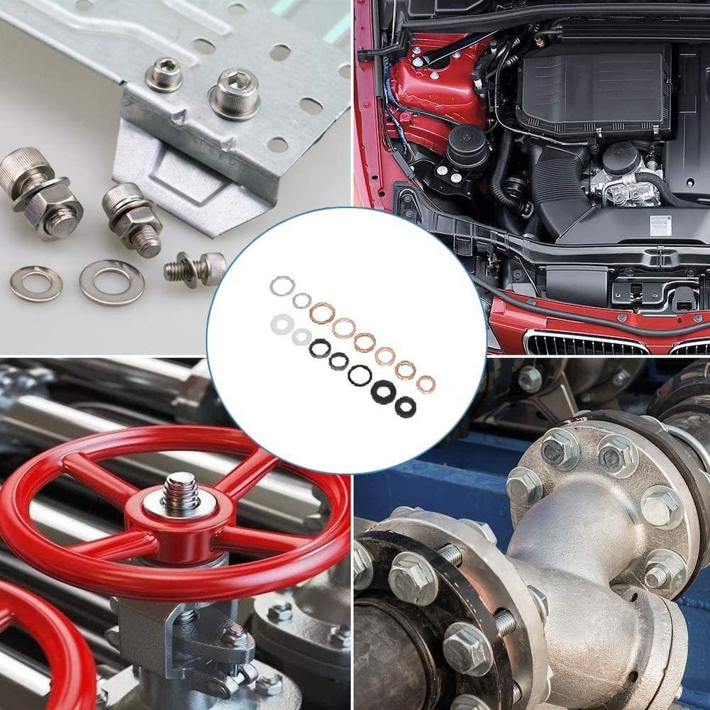 Boxed set of 190 copper mixed gaskets designed for automotive marine and household appliance sealing applications